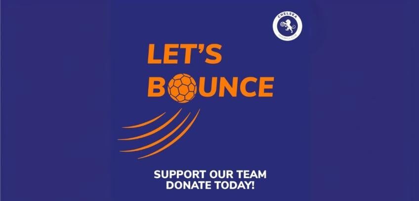 Lets Bounce logo with text below it saying "Support Our Team Donate Today"